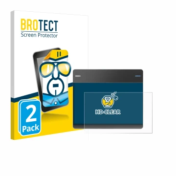 Parte frontal de un envase de producto con el logotipo de la marca BROTECT. Al lado se muestra el dispositivo Wacom Intuos CTH