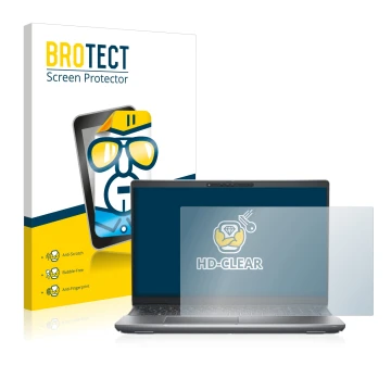Parte frontal de un envase de producto con el logotipo de la marca BROTECT. Al lado se muestra el dispositivo Dell Latitude 55