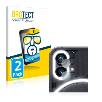 Parte frontal de un envase de producto con el logotipo de la marca BROTECT. Al lado se muestra el dispositivo Nothing Phone (1