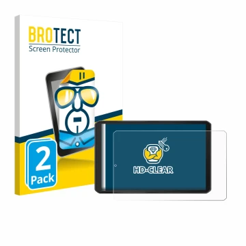 Parte frontal de un envase de producto con el logotipo de la marca BROTECT. Al lado se muestra el dispositivo Garmin dezl LGV8