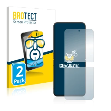 Parte frontal de un envase de producto con el logotipo de la marca BROTECT. Al lado se muestra el dispositivo Samsung Galaxy Z