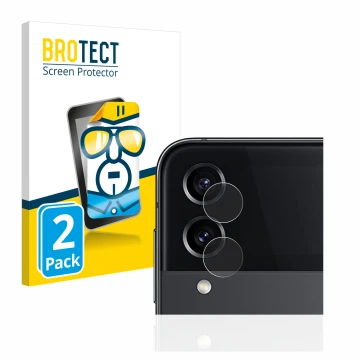 Parte frontal de un envase de producto con el logotipo de la marca BROTECT. Al lado se muestra el dispositivo Samsung Galaxy Z