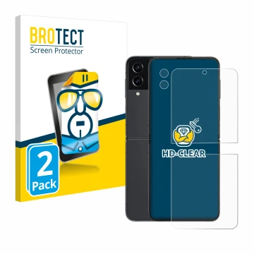 Parte frontal de un envase de producto con el logotipo de la marca BROTECT. Al lado se muestra el dispositivo Samsung Galaxy Z