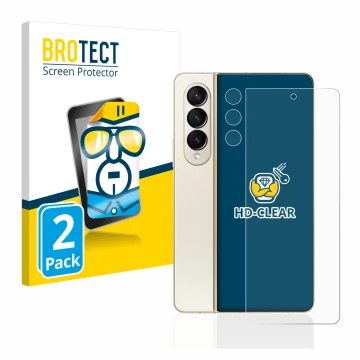 Parte frontal de un envase de producto con el logotipo de la marca BROTECT. Al lado se muestra el dispositivo Samsung Galaxy Z