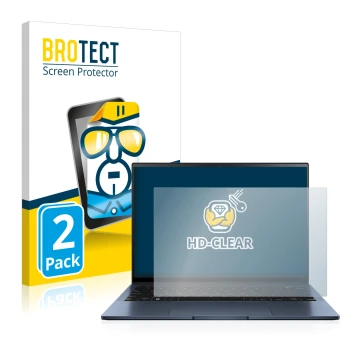 Parte frontal de un envase de producto con el logotipo de la marca BROTECT. Al lado se muestra el dispositivo ASUS ZenBook S13