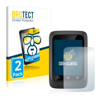 Parte frontal de un envase de producto con el logotipo de la marca BROTECT. Al lado se muestra el dispositivo CooSpo BC107 con