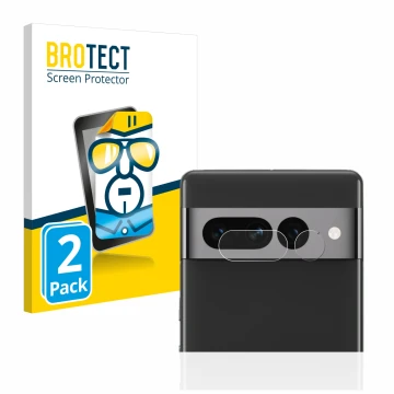 Parte frontal de un envase de producto con el logotipo de la marca BROTECT. Al lado se muestra el dispositivo Google Pixel 7 P