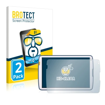 Parte frontal de un envase de producto con el logotipo de la marca BROTECT. Al lado se muestra el dispositivo Zebra ET45 10.1