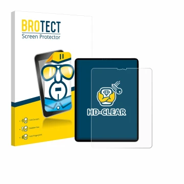 Parte frontal de un envase de producto con el logotipo de la marca BROTECT. Al lado se muestra el dispositivo Apple iPad Pro 1