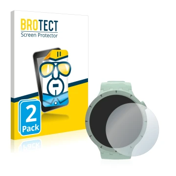 Parte frontal de un envase de producto con el logotipo de la marca BROTECT. Al lado se muestra el dispositivo Swatch Big Bold 