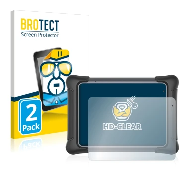 Parte frontal de un envase de producto con el logotipo de la marca BROTECT. Al lado se muestra el dispositivo Autel MaxiSys El