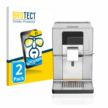 Parte frontal de un envase de producto con el logotipo de la marca BROTECT. Al lado se muestra el dispositivo Krups Intuition 
