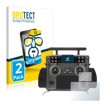 Parte frontal de un envase de producto con el logotipo de la marca BROTECT. Al lado se muestra el dispositivo FrSky Tandem XE 