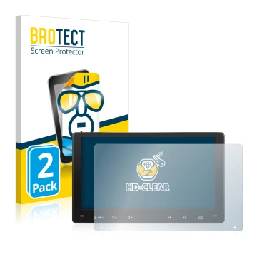 Parte frontal de un envase de producto con el logotipo de la marca BROTECT. Al lado se muestra el dispositivo Atoto A6 PF 9 Zo