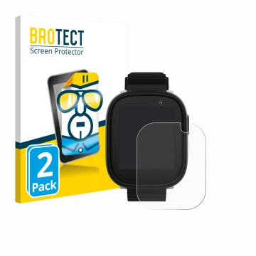 Parte frontal de un envase de producto con el logotipo de la marca BROTECT. Al lado se muestra el dispositivo Xplora X6 Play 2