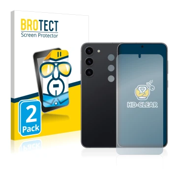 Parte frontal de un envase de producto con el logotipo de la marca BROTECT. Al lado se muestra el dispositivo Samsung Galaxy S