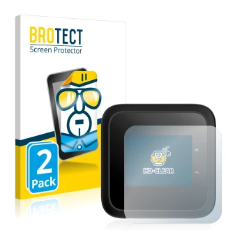 Parte frontal de un envase de producto con el logotipo de la marca BROTECT. Al lado se muestra el dispositivo Netgear Nighthaw
