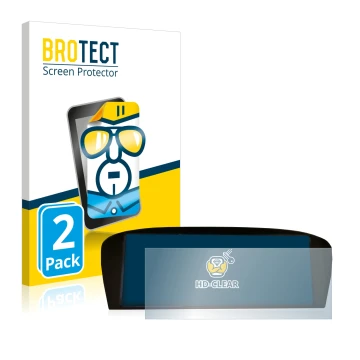 Parte frontal de un envase de producto con el logotipo de la marca BROTECT. Al lado se muestra el dispositivo BMW E91 320d CiC