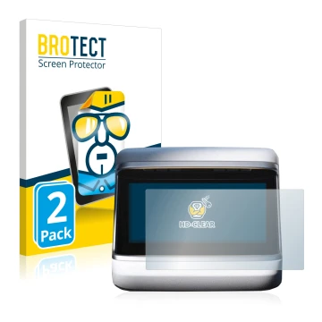 Parte frontal de un envase de producto con el logotipo de la marca BROTECT. Al lado se muestra el dispositivo Tesla Model S Pl