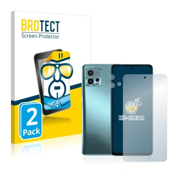 Parte frontal de un envase de producto con el logotipo de la marca BROTECT. Al lado se muestra el dispositivo Motorola Moto G7