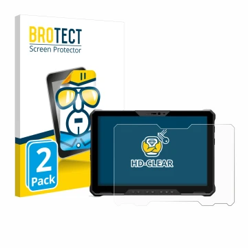 Parte frontal de un envase de producto con el logotipo de la marca BROTECT. Al lado se muestra el dispositivo Dell Latitude 72