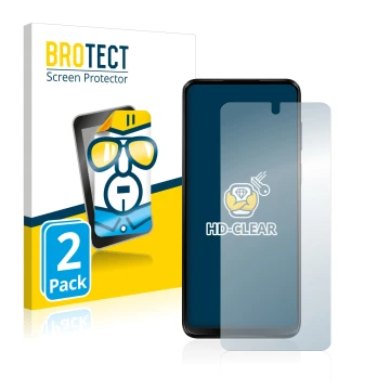 Parte frontal de un envase de producto con el logotipo de la marca BROTECT. Al lado se muestra el dispositivo Motorola Moto G1