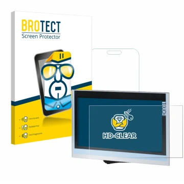 Parte frontal de un envase de producto con el logotipo de la marca BROTECT. Al lado se muestra el dispositivo Siemens Simatic 