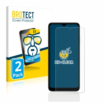 Parte frontal de un envase de producto con el logotipo de la marca BROTECT. Al lado se muestra el dispositivo Nokia G22 con su