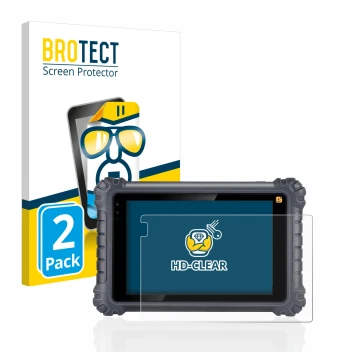 Parte frontal de un envase de producto con el logotipo de la marca BROTECT. Al lado se muestra el dispositivo Autel MaxiCom MK