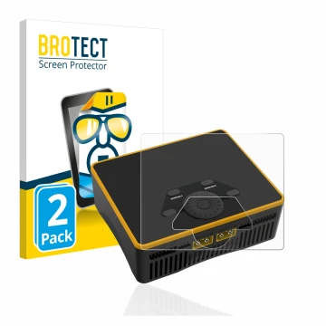 Parte frontal de un envase de producto con el logotipo de la marca BROTECT. Al lado se muestra el dispositivo Junsi iCharger D