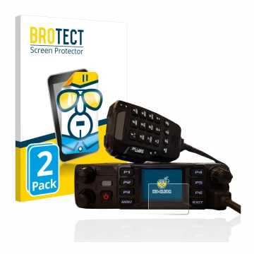 Parte frontal de un envase de producto con el logotipo de la marca BROTECT. Al lado se muestra el dispositivo AnyTone AT-D578U