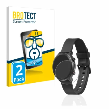 Parte frontal de un envase de producto con el logotipo de la marca BROTECT. Al lado se muestra el dispositivo Doro Watch con s