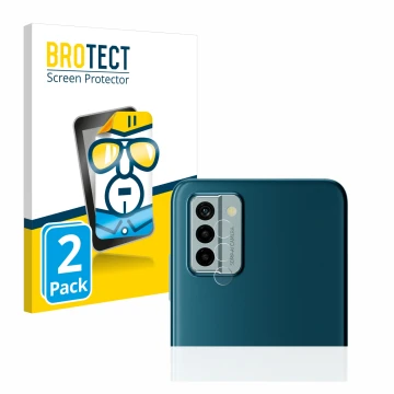 Parte frontal de un envase de producto con el logotipo de la marca BROTECT. Al lado se muestra el dispositivo Nokia G22 (SÓLO 