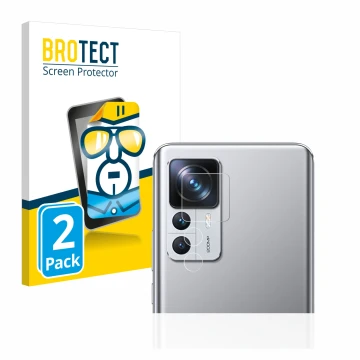 Parte frontal de un envase de producto con el logotipo de la marca BROTECT. Al lado se muestra el dispositivo Xiaomi 12T Pro (