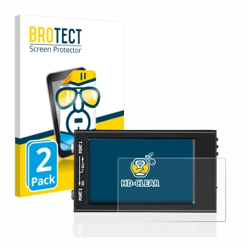Parte frontal de un envase de producto con el logotipo de la marca BROTECT. Al lado se muestra el dispositivo SDRGEEK NanoVNA-