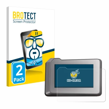 Parte frontal de un envase de producto con el logotipo de la marca BROTECT. Al lado se muestra el dispositivo KTM 1290 Super D