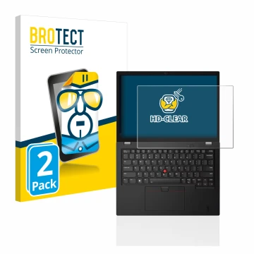 Parte frontal de un envase de producto con el logotipo de la marca BROTECT. Al lado se muestra el dispositivo Lenovo Thinkpad 