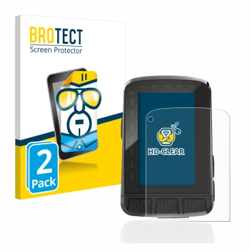 Parte frontal de un envase de producto con el logotipo de la marca BROTECT. Al lado se muestra el dispositivo Wahoo Elemnt Roa