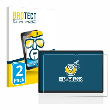 Parte frontal de un envase de producto con el logotipo de la marca BROTECT. Al lado se muestra el dispositivo Jumper EZpad M11