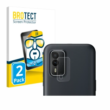 Parte frontal de un envase de producto con el logotipo de la marca BROTECT. Al lado se muestra el dispositivo Nokia XR21 (SÓLO