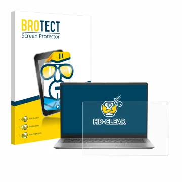 Parte frontal de un envase de producto con el logotipo de la marca BROTECT. Al lado se muestra el dispositivo Dell Latitude 74