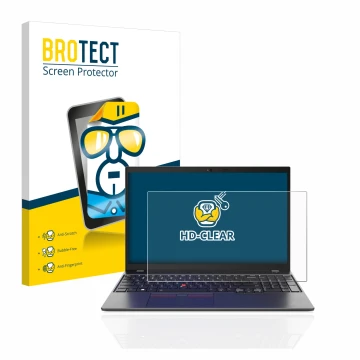 Parte frontal de un envase de producto con el logotipo de la marca BROTECT. Al lado se muestra el dispositivo Lenovo ThinkPad 