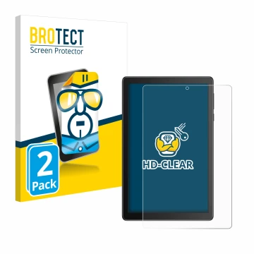 Parte frontal de un envase de producto con el logotipo de la marca BROTECT. Al lado se muestra el dispositivo TCL Tab 8V con s