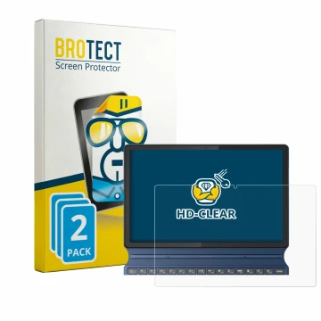 Parte frontal de un envase de producto con el logotipo de la marca BROTECT. Al lado se muestra el dispositivo Lenovo IdeaPad D