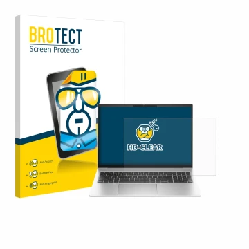 Parte frontal de un envase de producto con el logotipo de la marca BROTECT. Al lado se muestra el dispositivo HP EliteBook 860