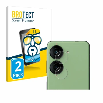 Parte frontal de un envase de producto con el logotipo de la marca BROTECT. Al lado se muestra el dispositivo ASUS ZenFone 10 