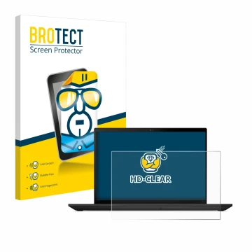 Parte frontal de un envase de producto con el logotipo de la marca BROTECT. Al lado se muestra el dispositivo Lenovo ThinkPad 