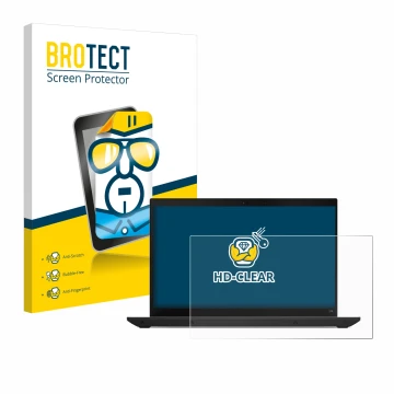 Parte frontal de un envase de producto con el logotipo de la marca BROTECT. Al lado se muestra el dispositivo Lenovo ThinkPad 