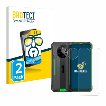 Parte frontal de un envase de producto con el logotipo de la marca BROTECT. Al lado se muestra el dispositivo Blackview BL8800