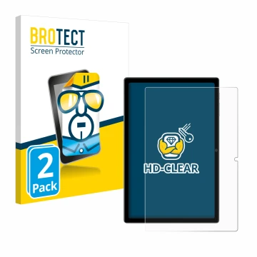 Parte frontal de un envase de producto con el logotipo de la marca BROTECT. Al lado se muestra el dispositivo Blackview Tab 15